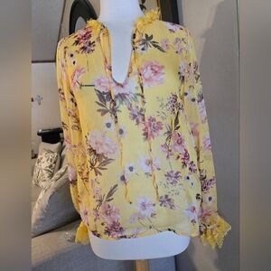 Buffalo David Bitton Yellow Floral Blouse